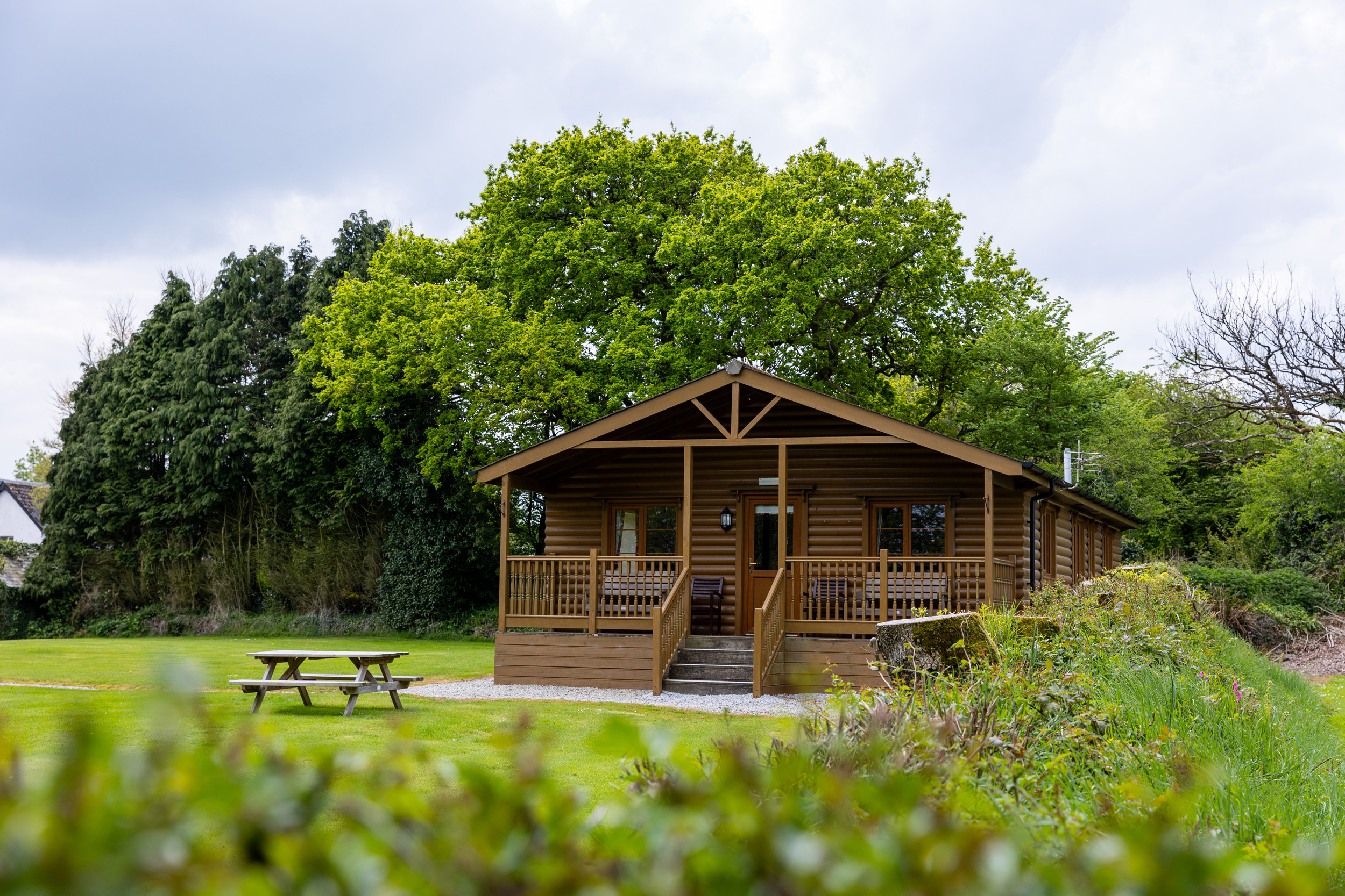 Tarka's Holt Log Cabin, Torrington, Devon. Set on a spacious parkland with on-site facilities. WiFi.